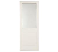 2 Panel Clear Glazed Shaker White Wooden Pine Veneer Swinging External Panel Back Door, (H)1981mm (W)838mm