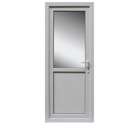 2 Panel Frosted Glazed Industrial White Lh External Back Door Set, (H)2055mm (W)840mm