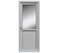 2 Panel Frosted Glazed Industrial White Rh External Back Door Set, (H)2055mm (W)840mm