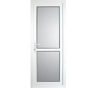 2 Panel Frosted Glazed Industrial White Rh External Back Door Set, (H)2055mm (W)920mm