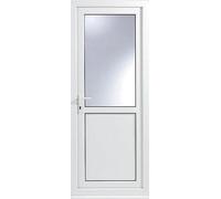 2 Panel Frosted Glazed Industrial White Rh External Back Door Set, (H)2055mm (W)920mm