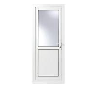 2 Panel Glazed Industrial White Lh External Back Door Set, (H)2055mm (W)840mm