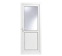 2 Panel Glazed Industrial White Rh External Back Door Set, (H)2055mm (W)840mm