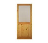 2 Panel Glazed Wooden Pine Veneer External Glass Door Back Door, (H)2032mm (W)813mm