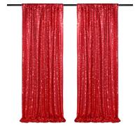 2 Panels 2FTx8FT Red Sequin Backdrop Glitter Christmas Backdrop Curtains for Wedding Party Decorations