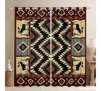 2 Panels,66 x 90 Inch Buffalo Southwest Rustic Curtain,Country Farmhouse Aztec Window Curtain for Teens,Tribal Deer Window Treatments Wildlife Hunting Curtains & Drapes Western Cabin Decor