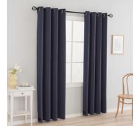 2 Panels Flame Retardant Blackout Curtains for Hotels Auditoriums Shopping Malls - Rod Pocket Shading Sound Insulation Curtains(2 Panels, Navy, 52 X 108 in)