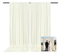 2 Panels Ivory White Backdrop Curtain, 10 x 10 Feet Polyester Background Curtains for Parties, Weddings, Baby Showers, Halloween, Christmas, Birthday Party Photoshoot Backdrop Curtains Decorations