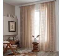 2 Panels Natural Linen Semi Sheer Window Curtains 200x220cm, Rod Pocket Sheer Curtain Drapes for Bedroom, Light Filtering Rustic Voile Window Treatment Panel Privacy