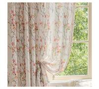 2 Panels Printed Voile Curtains for Bedroom Floral Window Treatment Pencil Pleat Semi Sheer Curtain for Living Room Balcony Decor, W135xL244cm