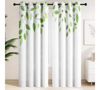 2 Panels Set Fresh Elegant Blackout Curtains Green, Thermal Insulated Curtains Privacy Protect Window Drapes for Bedroom Living Room, Modern Minimalist Botanical Vines Leaves (W 66" x L 90")