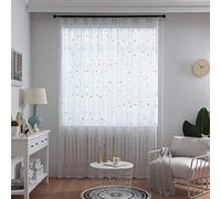 2 Panels Sheer Voile Window Curtains Silver Smiley Star Moon Kids Room Pencil Pleat Stylish and Tasteful for Livingroom Bedroom Vertical Home Decorations,White,W135xL244cm