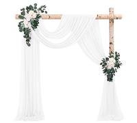 2 Panels Wedding Arch Draping Fabric，28" x 20Ft Cream White Wedding Arch Drapery Chiffon Fabric Sheer Backdrop Curtain Wedding Arch Decorations for Ceremony Arch Stage Party Backdrop Ceiling Decor