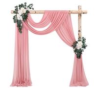 2 Panels Wedding Arch Draping Fabric，28" x 20Ft Dusty Rose Wedding Arch Drapery Chiffon Fabric Sheer Backdrop Curtain Wedding Arch Decorations for Ceremony Arch Stage Party Backdrop Ceiling Decor