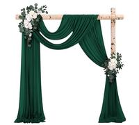 2 Panels Wedding Arch Draping Fabric，28" x 20Ft Emerald Green Wedding Arch Drapery Chiffon Fabric Sheer Backdrop Curtain Wedding Arch Decorations for Ceremony Arch Stage Party Backdrop Ceiling Decor