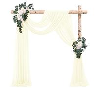2 Panels Wedding Arch Draping Fabric，28" x 20Ft Ivory Wedding Arch Drapery Chiffon Fabric Sheer Backdrop Curtain Wedding Arch Decorations for Ceremony Arch Stage Party Backdrop Ceiling Decor