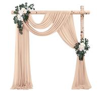 2 Panels Wedding Arch Draping Fabric，28" x 20Ft Nude Wedding Arch Drapery Chiffon Fabric Sheer Backdrop Curtain Wedding Arch Decorations for Ceremony Arch Stage Party Backdrop Ceiling Decor