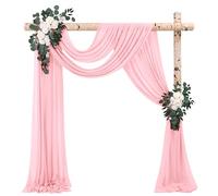 2 Panels Wedding Arch Draping Fabric,28" x 20Ft Pink Wedding Arch Drapery Chiffon Fabric Sheer Backdrop Curtain Wedding Arch Decorations for Ceremony Arch Stage Party Backdrop Ceiling Decor