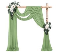 2 Panels Wedding Arch Draping Fabric，28" x 20Ft Sage Green Wedding Arch Drapery Chiffon Fabric Sheer Backdrop Curtain Wedding Arch Decorations for Ceremony Arch Stage Party Backdrop Ceiling Decor