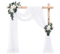 2 Panels Wedding Arch Draping Fabric，28" x 20Ft White Wedding Arch Drapery Chiffon Fabric Sheer Backdrop Curtain Wedding Arch Decorations for Ceremony Arch Stage Church Party Backdrop Ceiling Decor