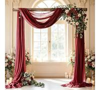 2 Panels Wedding Arch Draping Fabric, 30"x 19.69Ft Chiffon Fabric Curtains Draping Fabric Drapery Wedding Arch Backdrop Drapes Curtains for Wedding Archway Ceremony Ceiling Arbor Decor (Burgundy)