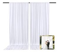 2 Panels White Backdrop Curtain, 10 x 10 Feet Polyester Background Curtains for Parties, Weddings, Baby Showers, Halloween, Christmas, Birthday Party Photoshoot Backdrop Curtains Decorations