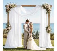 2 Panels White Wedding Arch Draping Fabric, 30" x 19.69Ft Sheer Chiffon Backdrop Curtain for Wedding Arbor Ceremony Archway Ceiling Party Decor