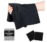 2 Park 16''x16'' Extra Large Oversized Microfiber Cleaning Cloth 40×40cm for Eyeglasses, Jewelry, Electronics Screens, Washable, Camera Lens (Black 2 Piece)