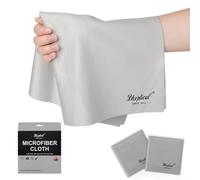 2 Park 16''x16'' Extra Large Oversized Microfiber Cleaning Cloth 40×40cm for Eyeglasses, Jewelry, Electronics Screens, Washable, Camera Lens (Gray 2 Piece)