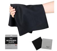 2 Park 16''x16'' Extra Large Oversized Microfiber Cleaning Cloth 40×40cm for Eyeglasses, Jewelry, Electronics Screens, Washable, Camera Lens (Black 1 Pc Gray 1 Pc)