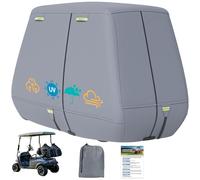 2 Passenger Golf Cart Cover 800D Marine-Grade Polyester with 2 Zipper Doors, Waterproof Windproof Sunproof Breathable Golf Cart Cover with Storage Bag Fits for Yamaha, Honda, Club car, EZGO