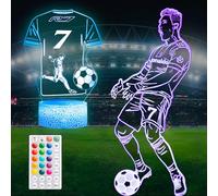 2 Pattern Combinations Number 7 Football Player Night Light 16 Color Changes 3D LED Illusion Touch Table lamp With Remote control+Timing,Football Fans Gifts Boys and Girls Birthdays or Holiday Gifts