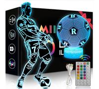 2 Patterns Ronaldo Night Light Set, 16 Colors 3D LED Illusion Lamp With Remote Control and Smart Touch, Champions League Football Gift for Boys, Fans and Kids