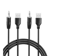 2 Pc 3.5mm Aux Audio Jack Cable Adapter to USB 2.0 Male, USB 2.0 to 3.5mm Headphone Stereo Adapter, MP3/MP4 Players, Pocket Speakers, Car Audio, Video Recorders, Charging Cord Only (1M / 3.3Feet)