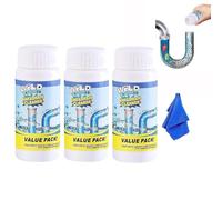 2 Pc/ 3 Pc Powerful Sink & Drain Cleaner, Fast Foam Toilet Cleaner, Powder Cleaning with Cleaning Cloth, Pipe Clearing Agent for Kitchen, Bathroom, Toilet (3)