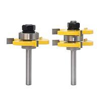 2 pc 6mm Shank Tongue Groove Joint Assembly Router Bit Set 3/4" Stock Wood Cutting Tool Router Bit Set for Wood Planer