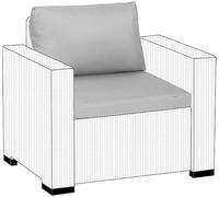 2 PC Armchair Keter Allibert California Rattan Garden Replacement Cushion Pads Seat Pads (Grey) With 100% Foam Filling