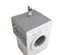 2 Pc Black And White Waves Cotton And Linen Refrigerator Cover Microwave Oven Drum Washing Machine Towel Single Door For Home(Black,55x130cm)