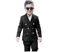 2 PC Boys Suits for Wedding Double Breasted Formal Boys Suits Flower Boy Tuxedos Dresswear Black 6T