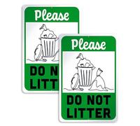 2 PC Do Not Litter Sign, 7x10 Aluminum Please No Dumping Signs Private Property, No Trash