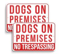 2 PC Dogs On Premises Signs for Fence No Trespassing Sign - 7x10 Aluminum Beware Of Dog Signs