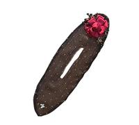 2 PC Elegant Hair Bun Maker for Quick Updos, 2-in-1 Hair Sticks Set with Hand Embroidered Flowers, Velvet Scrunchies & U-Pins, for Fine to Thick Hair, Wedding Party Gift (Red)