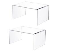 2 PC Extra Large Clear Acrylic Risers, Acrylic Display Risers Shelf Showcase Fixtures for Jewelry, Display Stand for Amiibo Funko POP Figures, Cupcakes, Food Display, Cabinet- (12''x7.75''x6'', 2 sets