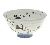 2 Pc Japanese Grey Crackle Baclk Cats Rice Bowl Set Includes 2 Bowls