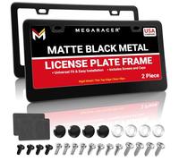 2 Pc JDM Style Matte Black Plastic License Plate Frame Front & Rear Cover Holder Tag US Auto Car Sedan Truck SUV RV Van