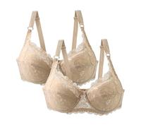 2 Pc Lace Push Up Bra for Women, Padded Wireless Women Bra, Lift Up Full-Coverage Comfort Bras for Female, Steel Ring Underwear with Adjustable Straps, Womens Breathable Sexy Everyday Bras Multipack