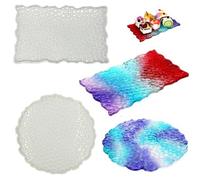 2-PC Large Irregular Diamond Tray Molds Set - Rectangle & Round Silicone Molds for Resin Art, DIY Crafts, Crafting Trays