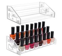 2 PC Nail Polish Organizer - 3Tier Perfume Organiser Display Stand Clear Acrylic Riser Display Shelf with Fences NailPolish Rack Essential Oil Holder Cosmetic Display Case for Figures Toy Makeup Table