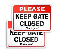 2 PC Please Keep Gate Closed Sign - 7x10 Aluminum - Keep Gate Locked - Close the Gate Sign