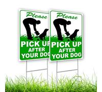 2 PC Please Pick Up After Your Dog Sign - 8x12 inches Double Sided Coroplast No Pooping Dog Signs